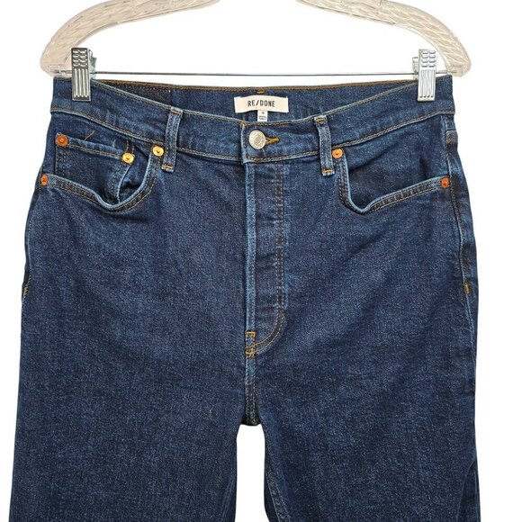 Re/Done 90s High Rise Ankle Crop Button fly Denim Indigo Denim Jeans - Picture 3 of 13
